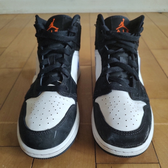 Nike Air Jordan 1 Mid Black and White with Racer Blue Accents - Picture 2 of 13